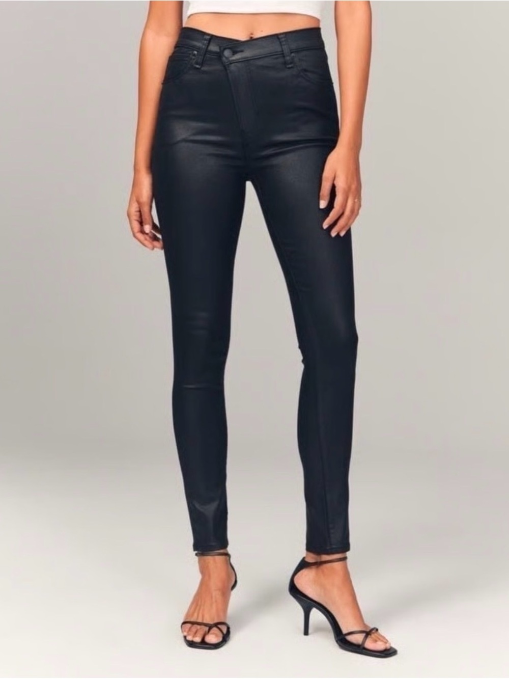 Abercrombie & Fitch Charcoal High-Rise Super Skinny Ankle Jeans